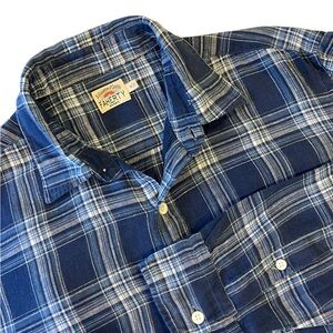 Faherty 100% Linen Button Down Summer Blue Plaid Long Sleeve Shirt Men’s M